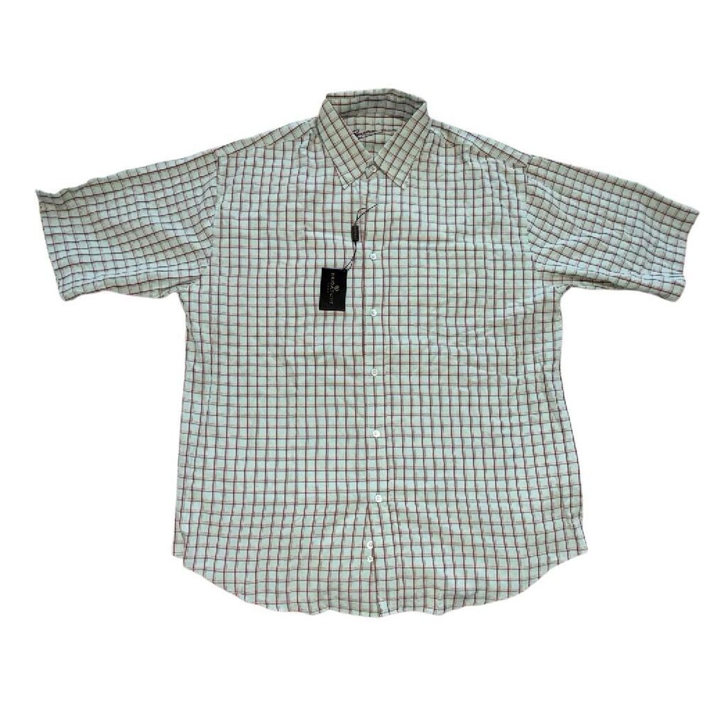 Bugatchi NWT Mens Business Casual Button Down SS Shirt Bok Choy Aqua Plaid XL